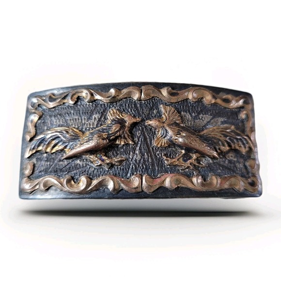 Vintage Mexican Sterling Silver Fighting Roosters Belt Buckle 925 Taxco Era‎ 28g main image 9